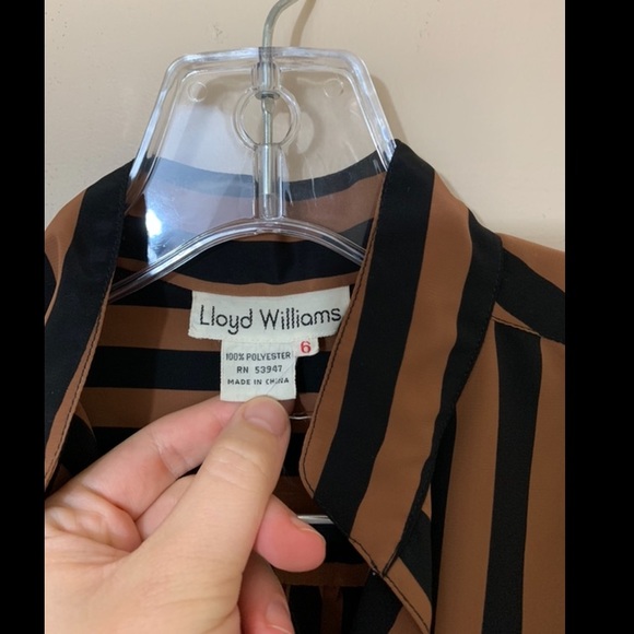 1980s Vintage Brown and Black striped blouse - Picture 3 of 5